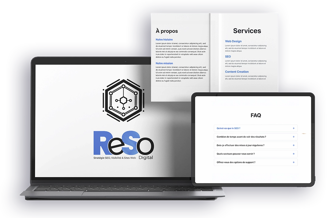 pc portable illustrant l'offre web essentiel de ReSo Digital