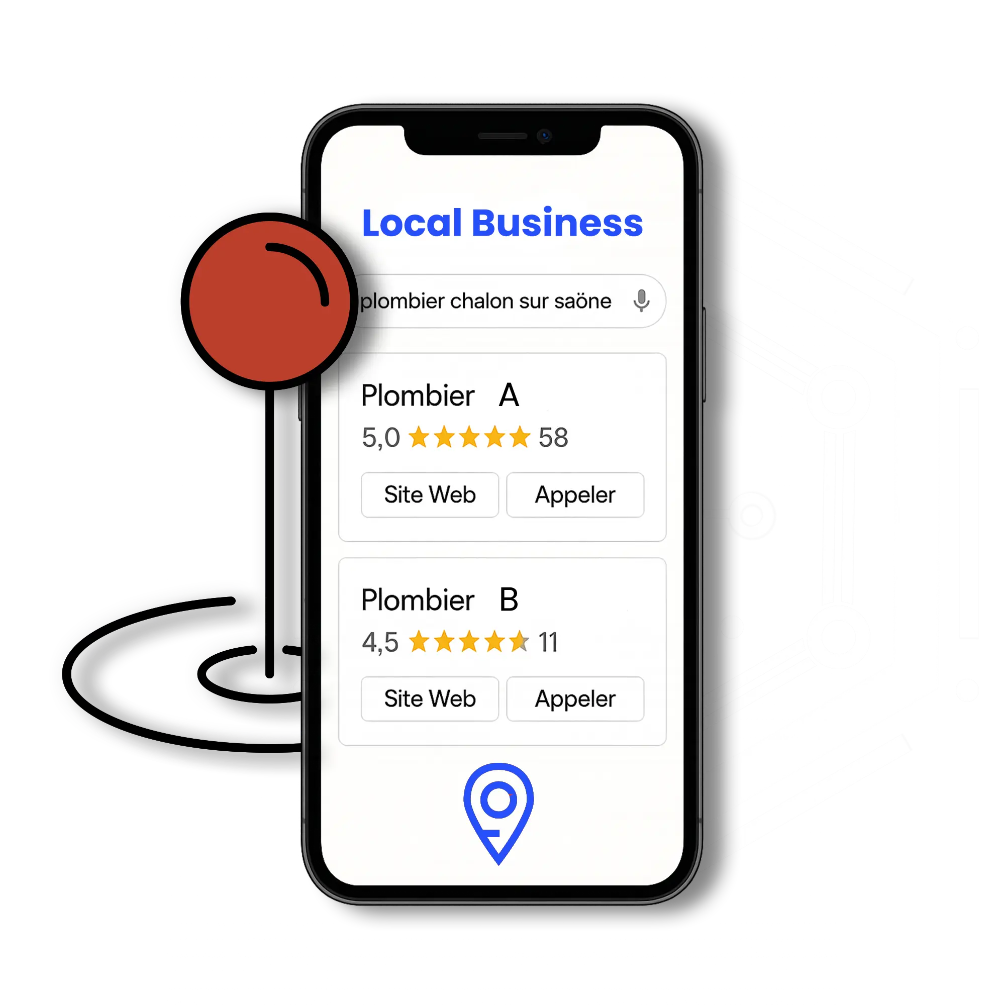 smartphone illustrant la création fiche Google My Business pour l'offre Local Ready de ReSo Digital